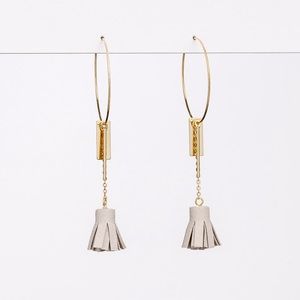 Stella & Gemma Grey Suede Tassel Drop Earrings